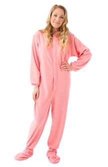 Pink Micro-Polar Fleece Onesie Footie Pajamas for Adults